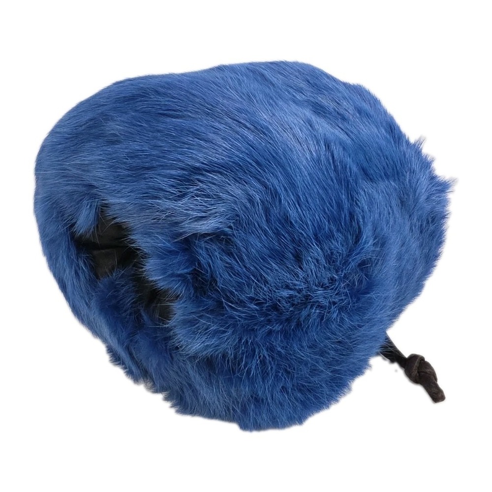 Genuine Rabbit Fur Hand Warmer Muff Blue Modern Winter Luxury Unbranded